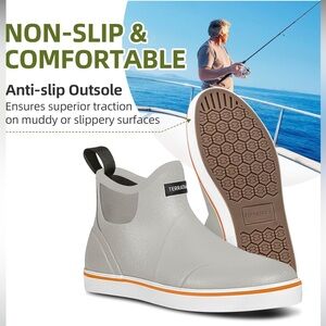 Light Gray Non-Slip Waterproof 💦 Men's RUBBER ANKLE BOOTS. Size 11. New!